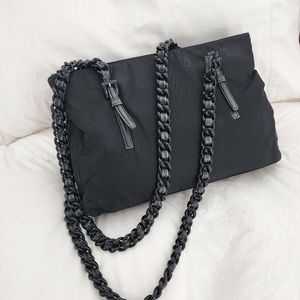 Prada Tessuto Leather & Chain Strap Shoulder Bag Tote